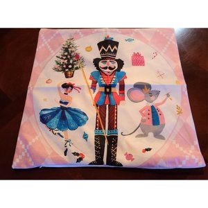 Nutcracker Christmas Pillow Cover Soft Decorative Case Accent Pink Holiday Decor